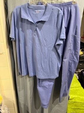 WomenLight Periwinkle Polo Shirt - Classic Short Sleeve pant XL